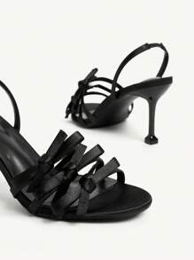 CUCCOO CHICEST 女士时尚珍珠脚链红色高跟凉鞋 - 黑色 - 查看 9