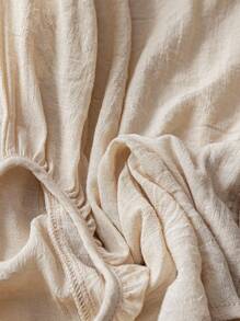 Linhara Plus Size Casual Solid Color Long Sleeve Shirt, Suitable For Summer - Apricot - View 3