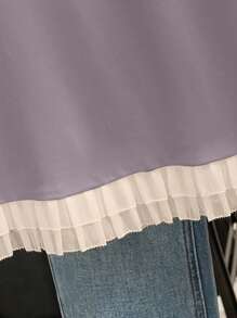 INAWLY Plus Size Women Fashion Tassel Trim T-Shirt For Summer - Purple - View 3