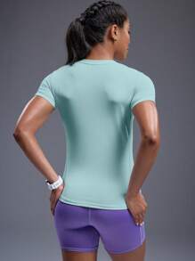 Powerista Breathable Softness Sports Tee Compression Shirt Gym Women Shirts - Baby Blue - View 2
