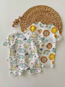 SHEIN Unisex Newborn Printed Romper Suitable For Summer Graphic