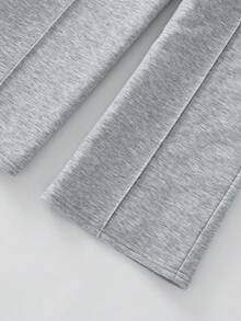 BASICS 青少年女孩休闲日常舒适 V 腰宽松直筒针织运动裤 - 灰色 - 查看 3