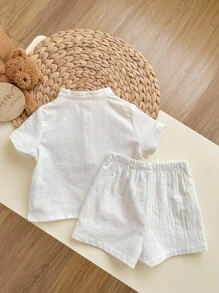 Baby Boy Half Button Shirt & Shorts