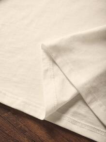 INAWLY Summer Casual Shark & Letter Print Short Sleeve T-Shirt - Apricot - View 4