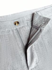 Calvornis 男士纯色翻领长袖夹克和裤子休闲西装套装 - 灰色 - 查看 6