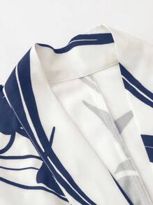 Irokai 日本传统女士浴衣和服套装印花分体款式适合夏季节日 - 藏蓝色 - 查看 6