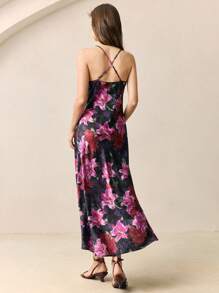 BizChic 2025 Summer New Floral Retro Print Adjustable Strap Dress, Romantic & Vintage Style, Suitable For Independence Day Music Festival, Party, Wedding Guest, Brunch, Urban Commute, Casual Versatile For Women