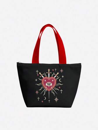 Goth Bolsa portacomidas, para trabajadores de oficina, estudiantes, en color block estilo preppy