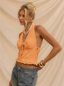 Avantive Top halter para mujeres, ideal para vacaciones en la playa, ferias del renacimiento, conciertos country, festivales de música, aeropuerto, Pascua, estilo boho