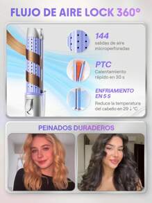 SHEGLAM HAIR Rizador de pelo Cool Lock Airflow Styler, con flujo de aire de 360°, con rejillas de ventilación para fijar el peinado, 4 temperaturas ajustables, doble voltaje, alisado rápido, revestimiento cerámico a base de agua que deja el cabello brillante, rizador y plancha, productos para cabello rizado, rizadores de pelo, plancha para cabello largo y corto - Enchufe europeo Graduación Cumpleaños Día festivo Verano Caer Otoño Y2K Elegante Moda Mujer Constituir Cosmético Fiesta Playa Viajar Cámping Al aire libre Escuela Campus Viaje Festivales Decoración Regalo Presente Rosa Chica Cosplay Mejor Color Encanto Onda