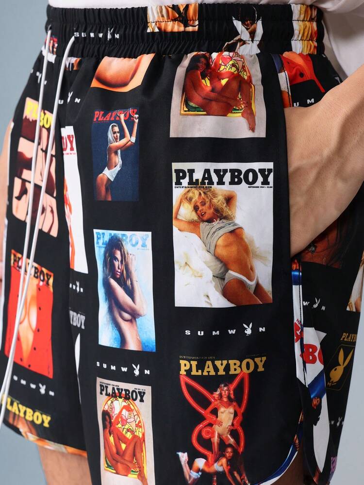 PLAYBOY X SUMWON Beach Shorts For Swimming And Surfing With Magazine Cover Print