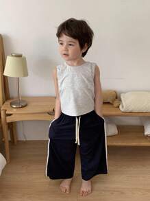 DAZY Kids Fall Clothes Boy (Toddler) Round Neck Knit Vest + Pants 2pc Loungewear Set, Summer - Grey - View 5