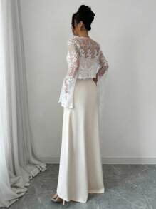 Rafferiza 2 件套：蕾丝刺绣连衣裙，带束腰和长袖连衣裙，优雅女士