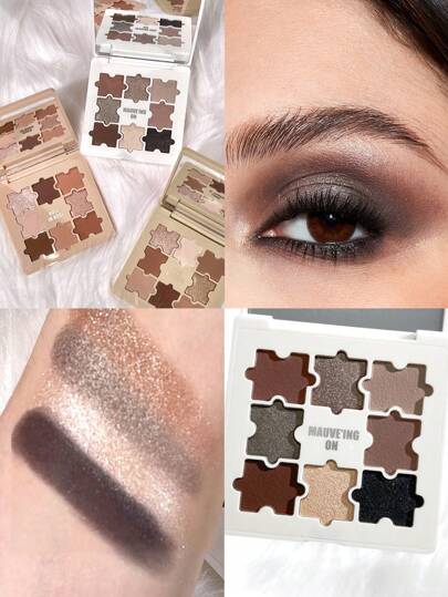 SHEGLAM Jazy Jigsaw Eyeshadow Palette-Mauve'Ing On 9-Color Shimmer Matte Eyeshadow Palette Metallic Evenly Pigmented Smooth Blendable Eyeshadow Brand Beauty Makeup Face Paint Cosmetic For Women Girls Perfect For Winter Spring Ideal For Y2K Fancy Fashion Suitable For Birthday Gift Party Ready Best Color