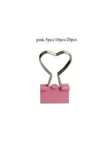10pcs Pink Heart-Shaped Paper Clips, Ideal For Organizing Paper, Notes, Photos And Documents - Office, Home, School And Craft Supplies - Pink - View 4