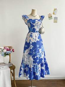 Soleia Váy maxi cổ vuông tay lửng họa tiết hoa, thích hợp cho mùa hè, ngày lễ, hẹn hò, ngày lễ tình nhân, tiệc trà chiều - Nhiều màu - Xem 8