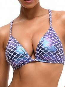 Swim Nautrix 2 件性感露背吊带交叉系带三角比基尼上衣和低腰内裤套装，夏季