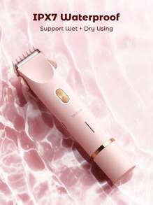 Teckwe Women Bikini Trimmer, Dual-Head Hair Trimmer For Women, 2-In-1 Bikini Shaver With Ceramic Blade Heads & Type-C Charging Port, Electric Razors For Women Pubic Hair,Underarms,Legs,Arms,Face,Pink