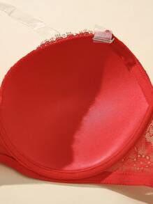 SHEIN 3 件套浪漫性感蕾丝加大码文胸，带钢圈和可拆卸肩带，简约设计 - 彩色 - 查看 7