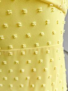 SHEIN Women's Summer Swiss Dot Ruffled Hem Yellow Mini Dress - Yellow - View 6