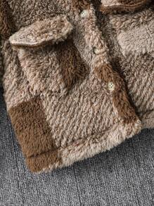 Sparklyn 2 件套年轻女孩格子毛绒长袖夹克和背带裤，休闲装 - 彩色 - 查看 4