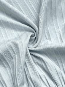 Elenzga Elegancka koszula damska z dekoltem w serek, dopasowana w talii, o kroju litery A, z krótkim rękawem, teksturowana, gładka, wiosna/lato - Niebieski - Zobacz 4