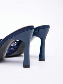 CUCCOO CHICEST New Fashion Versatile Rhinestone Bowknot Strap Stiletto High Heel Sandals For Christmas - Navy Blue - View 11