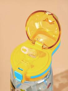 CoComelon X SHEIN Bình nước 16 Oz / 500 Ml có ống hút silicon và nắp chống tràn, thích hợp cho du lịch, tham quan và đi học - Nhiều màu - Xem 6