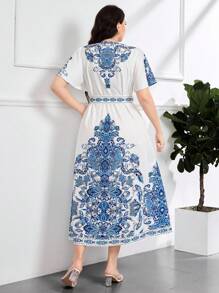 Modelyn Plus Size Elegant Floral Print Summer Dress