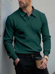 Manfinity Homme Áo thun polo tay dài màu trơn đa năng thường ngày cho nam Áo thun polo nam màu xanh lá cây đậm, Áo thun polo nam màu trơn, tay ngắn, thường ngày & thời trang, phù hợp cho mùa thu Áo thun polo cho nam Áo thun polo cho nam Quần áo nam Áo thun polo nam, Áo thun polo tay ngắn dệt kim jacquard họa tiết hình học cao cấp cho nam, Áo thun chơi golf, Áo thun polo, Mùa thu - màu xanh lá - Xem 3