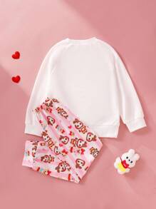 SHEIN Persoplay Kids Felpa da ragazza con collo tondo e maniche a raglan, con stampa digitale carina per uso quotidiano, adatta per l'autunno