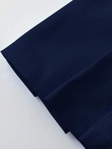 GlowEve 全新女式褶皱 A 字型前拉链后松紧腰修身休闲优雅中腰短裤 - 藏蓝色 - 查看 5