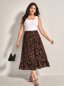 Comfylo Plus Size Vintage Printed Maxi Skirt Animal Print And Leopard Print Skirt Going Out Skirt Fall Clothes Clothes