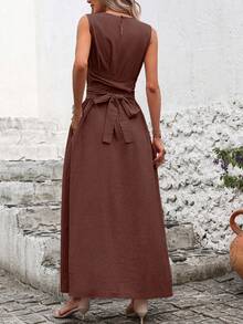 Solivie 女士纯色简约无袖裹身裙，休闲日常穿着