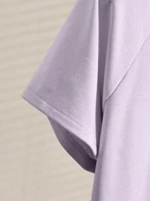 INAWLY 女士休闲纯色T恤和短裤套装，夏季 - 紫色 - 查看 4