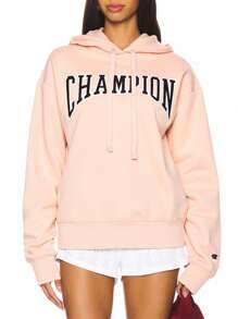 Champion 女式连帽抽绳长袖休闲连帽衫，夏季 - 粉色 - 查看 1