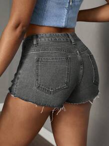 Slaydiva 夏季时尚破洞牛仔短裤
