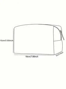 ROMWE Kawaii Pink Base Lily Flower Pattern Octagonal Velvet Cosmetic Bag