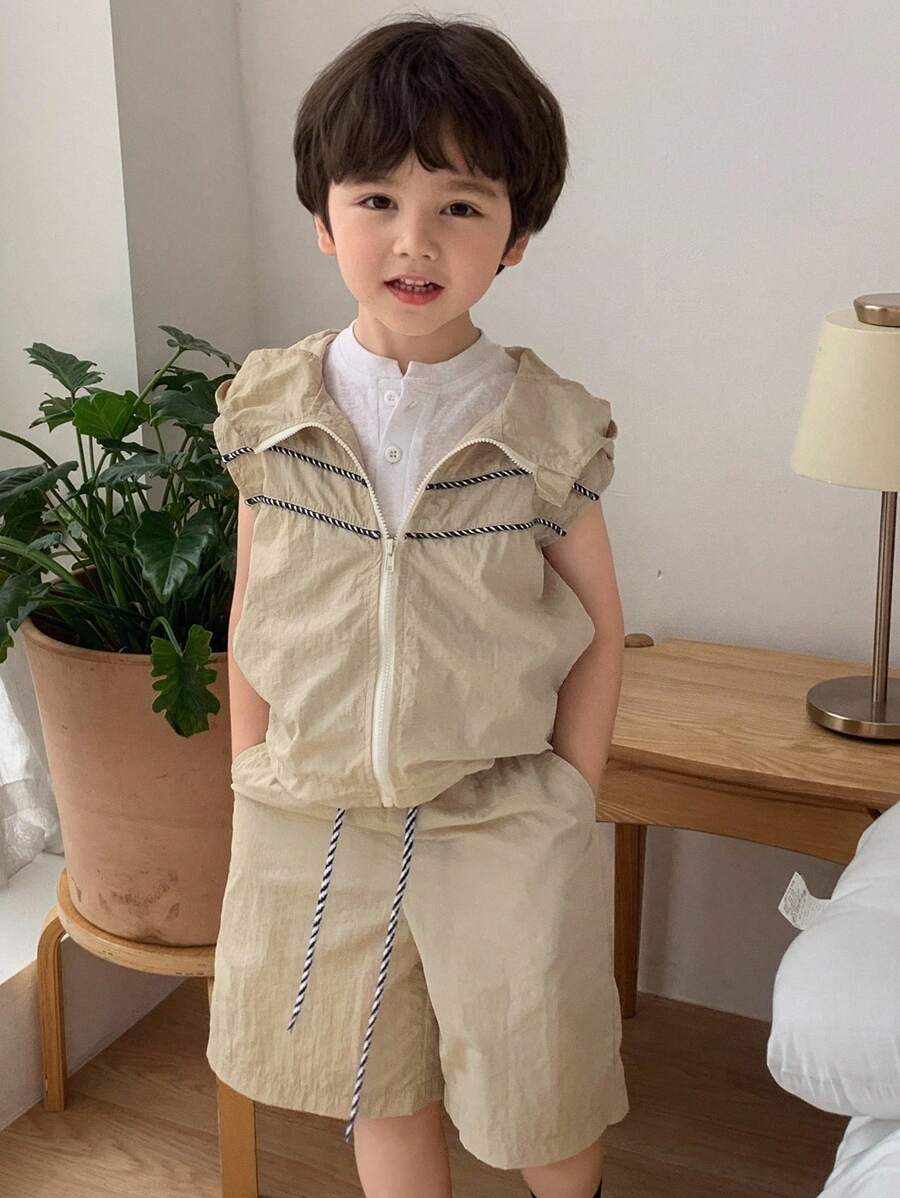 Hapijoa Kids Fall Outfit, Toddler Boys Jacket Set - Khaki - View 1