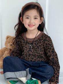 Dazy Kids 女童T恤，秋季服装 - 棕色 - 查看 1