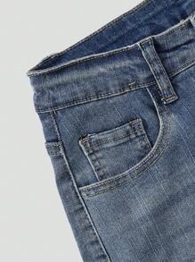 SHEIN MOD 花卉刺绣紧身牛仔裤