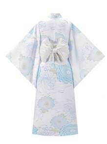 Irokai 日本女性传统印花和服浴衣，夏日祭典 - 淺藍色 - 查看 2