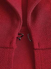 Ellevyn Cổ áo thác nước Viền không đối xứng Áo vest - Đỏ - Xem 5