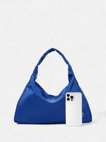 HARRY POTTER X SHEIN Women Casual College Style Animal Badge Embroidery Large Capacity Shoulder Bag - Blue - View 4