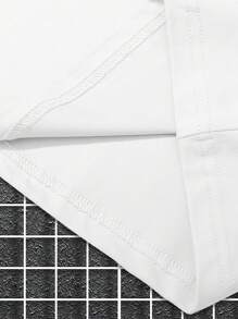 Manfinity EMRG 男士休闲眼形标语印花T恤，夏季 - 白色 - 查看 4