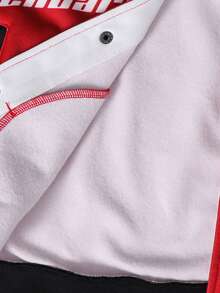 SHEIN 青少年男孩拼色赛车元素和字母印花休闲机车夹克，面料柔软，适合上学、通勤、户外穿着，适合秋冬季 - 彩色 - 查看 8