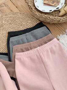 LMoss Kids 8件套女婴针织波浪领T恤和裤子套装 - 彩色 - 查看 3