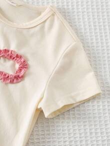 Cozy Pixies 2pcs Baby Girl Floral Print Knit Soft Round Neck Drop Shoulder Top And Elastic Waist Flare Pants Set Baby Girl Pants And Top Baby Girl Two Piece Set Bow Baby Girl Outfit - Pink - View 5