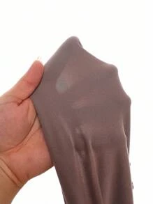 SHEIN MOD Women's Cowl Neck Ruched Fitted T-Shirt, Camel Color Draped Top - Camel - View 6