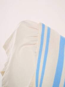 SHEIN BAE Women's Striped Ruffle Hem Slip Dress,Cute Outfits,2k Skirt,Mini Women Skirts,Rave Outfits,Going Out Outfits,Blue,Concert Outfits,